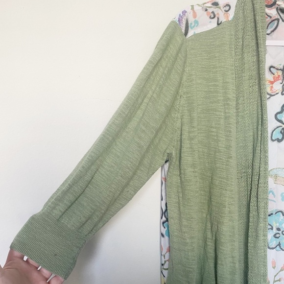 Melissa McCarthy Seven7 Floral Boho Cardigan Open Front Drape Green Fall Sz 2X - Picture 5 of 10